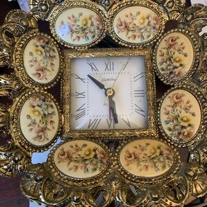 Gold Floral Wall Clock by [Brand]